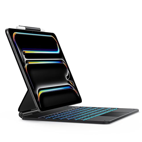 OMOTON Bluetooth Magnetic Keyboard Case for iPad Pro 13 inch (M4, 2024), Backlit iPad Pro 13 Tablet Keyboard Cover with Trackpad, iPad Pro 13 Case with Keyboard, QWERTY UK Layout, Black - UK Layout