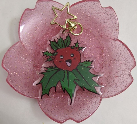 Holly Glitter Acrylic Charm - Holly Glitter Acrylic Charm
