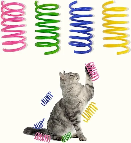 AGYM Cat Spring Toys, 30 Pack Cat Spiral Springs for Indoor Cats, Colorful & Durable Plastic Spring Coils Attract to Swat, Bite, Hunt, Interactive Toys for Kittens