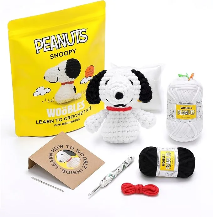 The Woobles Beginners Crochet Kit with Easy Peasy Yarn as seen on Shark Tank - with Step-by-Step Video Tutorials - Snoopy