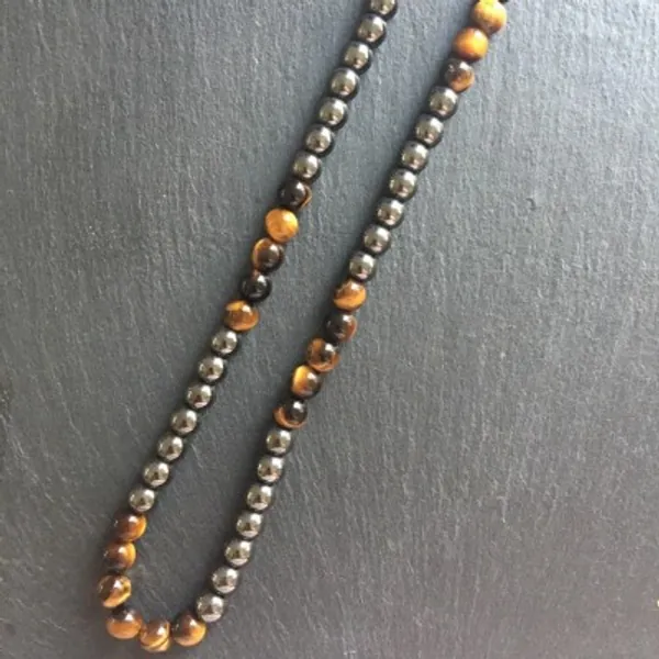 Hematite & Tigers Eye 6mm Beaded Necklace Mens Ladies Healing | Etsy UK