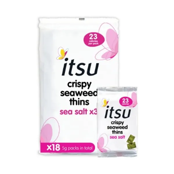 itsu Crispy Seaweed Thins Sea Salt Healthy Snack 5g (Pack of 18)