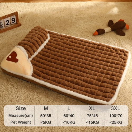 Pet Bed with Attached Pillow - Brown / XL