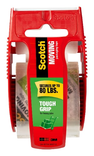 Scotch 150-AU Tough Grip Moving Packaging Tape, 48mm x 20.3m, Packs 150 - Large $7.35