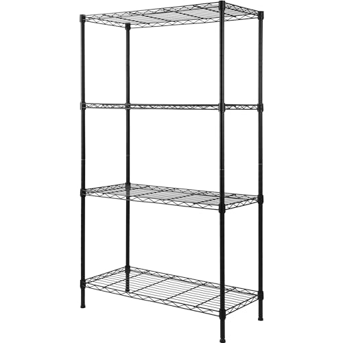 REGILLER 4-Wire Shelving Metal Storage Rack Adjustable Shelves,Standing Storage Shelf Units for Laundry Bathroom Kitchen Pantry Closet (Black,30L x 14.1W x 54H) - Black - 30L x 14.1W x 54H
