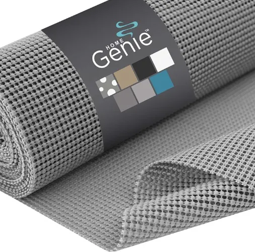 HOME GENIE Drawer and Shelf Liner, Non Adhesive Roll, 12 Inch x 20 FT, Durable and Strong, Grip Liners for Drawers, Shelves, Cabinets, Pantry, Storage, Kitchen and Desks, Pure White - 12" x 20' Soft Gray
