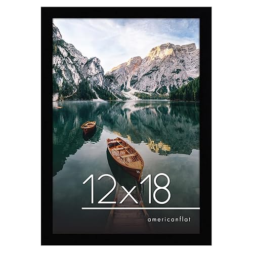 Americanflat 12x18 Poster Frame with Shatter-Resistant Glass - Gallery Style Frame with Engineered Wood - Signature Collection - Photo Frame for Wall Display - Black - 12x18 - Black