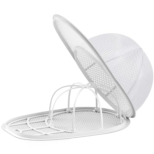 Haiou Hat Washer Cage Baseball Cap Washing Cage Hat Washer for Washing Machine - Keep Your Caps in Shape While Washing and Drying - Ideal for Adults and Kids Ball caps, White - 13*8.5 inches - Hat Bag-1 Pack