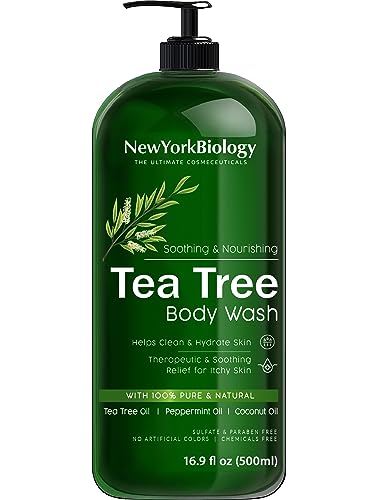 New York Biology Tea Tree Body Wash for Men and Women - Moisturizing Body Wash Helps Soothe Itchy Skin, Jock Itch, Athletes Foot, Nail Fungus, Eczema, Body Odor and Ringworm - 16.9 Fl Oz - 16 Fl Oz (Pack of 1) - Tea Tree