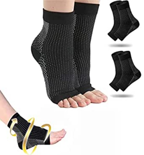 Comprex Ankle Sleeves, 2 Pairs Comprex Ankle Sleeves To Wear To Sleep In, Comprex Ankle Sleeves Compression Socks For Women Men Foot Sleeve Support Relief For Pain (S/M, 2 Pairs Black) - S/M 2 Pairs Black