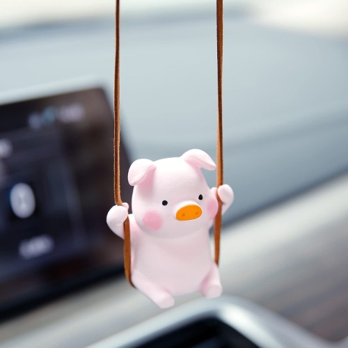 YGMONER Super Cute Swinging Pig Car Mirror Hanging Ornament Car Interior Accessories (Pig) - Piggy