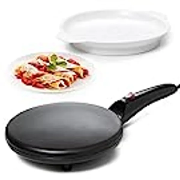 Moss & Stone Electric Crepe Maker With Auto Power Off, Portable Crepe Maker & Non-Stick Dipping Plate, ON/OFF Switch, Nonstick Coating & Automatic Temperature Control, Pan APO