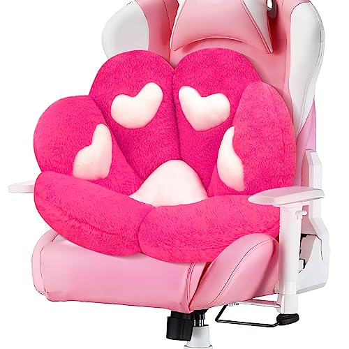 MOONBEEKI Cat Paw Cushion Chair Comfy Kawaii Chair Plush Seat Cushions Shape Lazy Pillow for Gamer Chair 28"x 24" Cozy Floor Cute Seat Kawaii for Girl Gift, Dining Room Bedroom Decorate (Red) - Red - 28 Inch