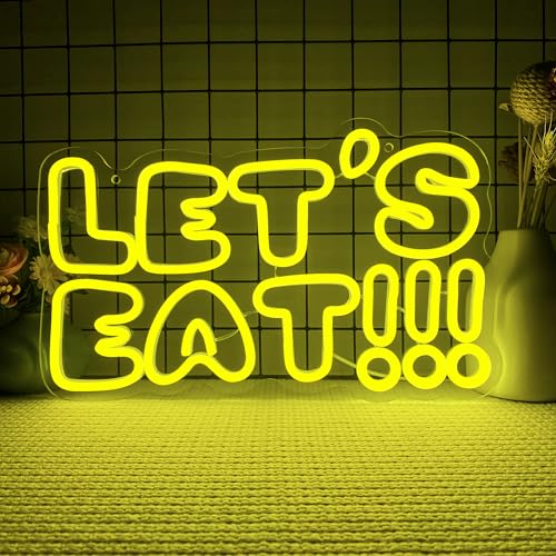 Foxiden Let's Eat Five Nights at Freddy's Fnaf Neon Sign,Dimmable Anime Cartoon Neon Signs for Wall Decor,USB Game Neon Light for Man Cave Kids Room Bedroom Bar Birthday Gifts(15.7 * 9.6in)