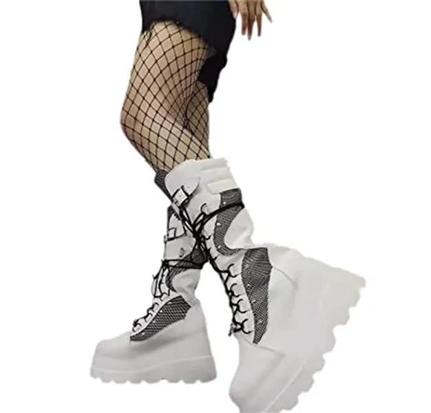 Agiyenna Damen Schuhe Winterstiefel Winterschuhe Kurzschaft Schnürstiefel Gothic Vintage Stiefeletten Schuhe Plateau Stiefel Reißverschluss Chunky Heel