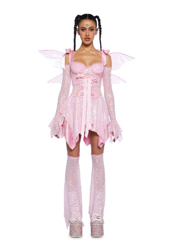 Cyber Fairy Costume Set - White | PINK / Small
