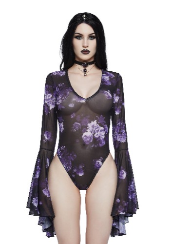 Spiritual Sacrilege Mesh Bodysuit | FLORAL / Small