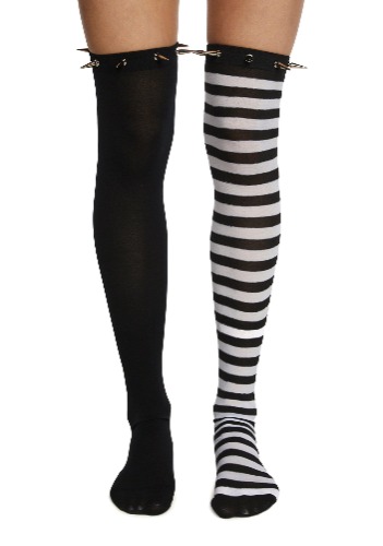 Social Corrosion Thigh High Socks | STRIPE / ONE SIZE