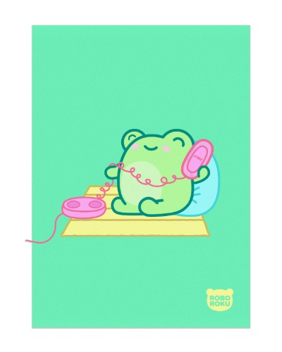 90's Cuties - Frog Fone Moss - 5"x7" Art Print