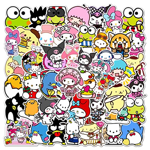 Yangsiw Kawaii Stickers,Hellokitty Stickers and Friends, My Melody and Kuromi Stickers, Cinnamoroll, Keroppi, Pompompurin Vinyl Stickers 50pcs … … - Style_a