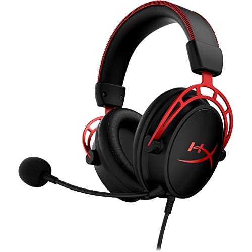 HyperX Cloud Alpha - Gaming Headset, Dual Chamber Drivers, Legendary Comfort, Aluminum Frame, Detachable Microphone, Works on PC, PS4, PS5, Xbox One/ Series X|S, Nintendo Switch and Mobile – Red - Red - Headset
