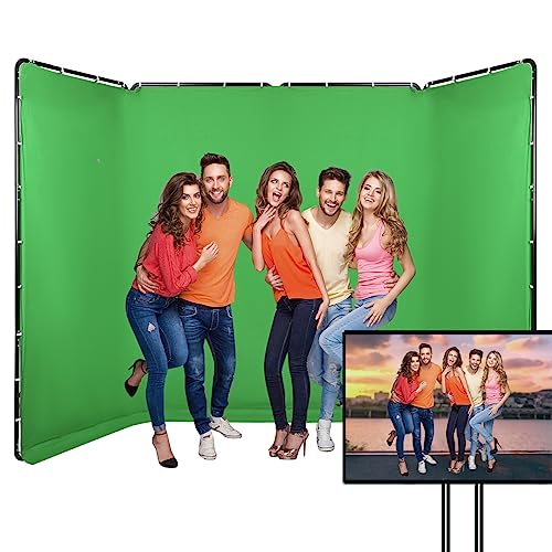 GSKAIWEN 7,87ftx13,12ft tragbarer großer Grün-Hintergrund, Fotohintergrund-Unterstützungssystem für Fotostudio-Videoaufnahmen, Live-Übertragungen, Partys, Bühnen