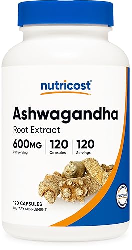 Nutricost Ashwagandha Herbal Supplement 600mg, 120 Capsules - Vegetarian, Non-GMO, Gluten Free, Ashwagandha Root - 120 Count (Pack of 1)