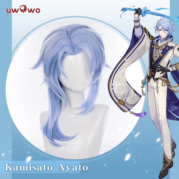 Uwowo Genshin Impact Kamisato Ayato Male Cosplay Inazuma Costume Wig 45CM Blue Wig | Default Title