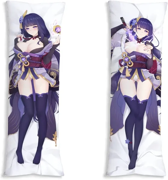 Huruaci Genshin Impact Pillowcase Raiden Shogun Body Pillow Case Cover Dakimakura(59.1x19.7in/150x50cm) - Raiden One Size
