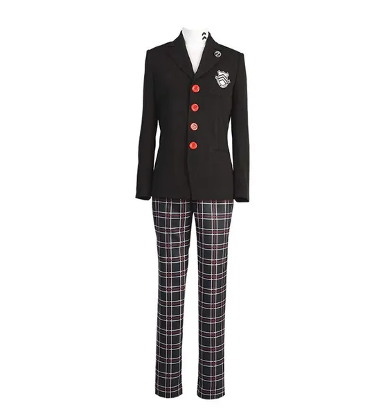Joker Protagonist Cosplay Costume Akira Kurusu Shujin Academy School Uniform Suit - Male:Medium Black