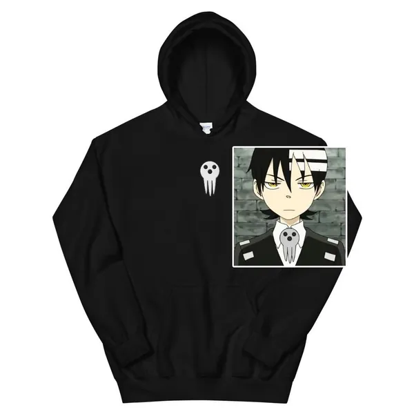 Soul Eater Unisex Embroidered Hoodie, Shinigami, Death the Kid, Skull, Cosplay, Anime Hoodie, Hoodies, Black Star, Manga, Gift, Japanese