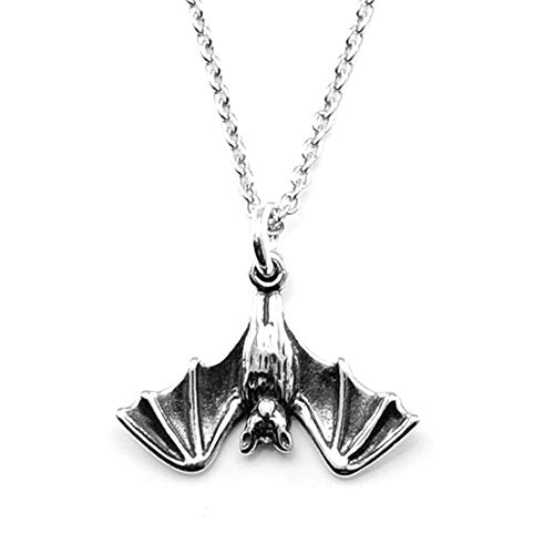 Sterling Silver Small Bat Charm Necklace, 18"