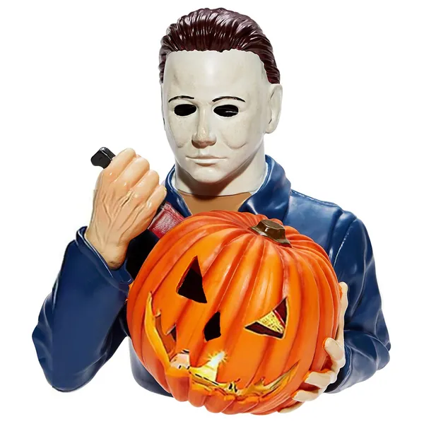 Light Up Michael Myers Statue Halloween Decoration Sam Trick 'r Treat with Pumpkin Horror Movie Garden Gnomes Decor Resin - 