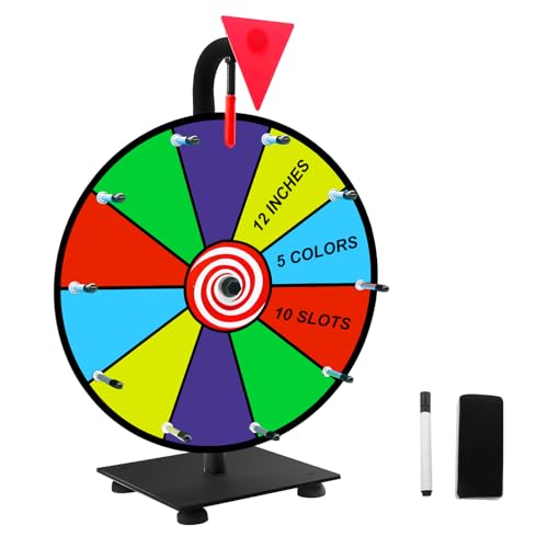 WJTQTBT 12" Heavy Duty Spinning Wheel for Prizes,10 Colorful Prize Slots Tabletop Spinner,Color Prize Wheel for Trade Show,Fortune Spinning Game,Carnival - 12" 1Pack