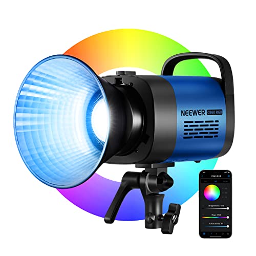 NEEWER CB60 RGB 70W LED Video Light with App Control, Bowens Mount COB Full Color Continuous Output Lighting 18000Lux/1m CCT 2700K-6500K CRI97+ 17 Scenes for Photography/Studio Video Recording (Navy) - Navy