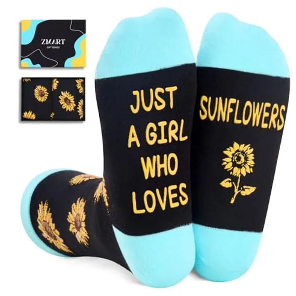 Zmart Funny Gifts Plant Succulent Sunflower Pot Leaf Yoga Lovers, Novelty Plant Succulent Sunflower Pot Leaf Yoga Socks - Medium - Just a Girl Who Loves Sunflowers