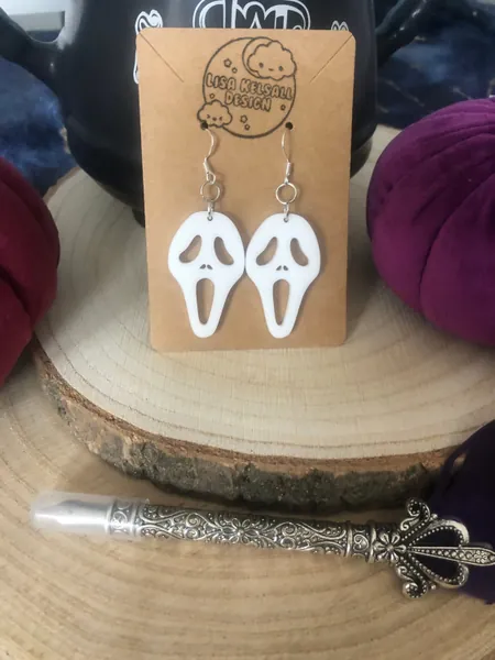 Scream inspired Ghostface Acrylic Earrings. Horror, Slasher, Halloween, Gifts