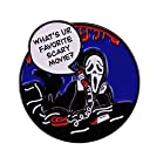 What Is Your Favorite Scary Movie Brooch and Enamel Pin Horror Movie Ghosts Screams Mask Killer Bag Shirt Lapel Pin Badge Jewellery