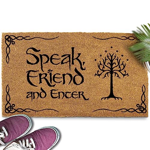 Speak Friend and Enter Doormat 30x17 Inch, The Lord of the Rings Merchandise Welcome Mat Funny, Speak Friend and Enter Welcome Mat, Lotr Gifts, Lord of the Rings Decor, Funny Lord of the Rings Doormat - 30x17 Inch