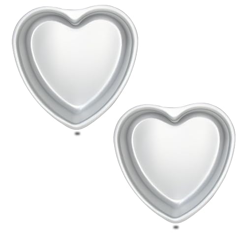 kefyixc Set of 2 Heart-shaped cake pan, heart-shaped cake tin, aluminum, 8-inch heart-shaped, for weddings, parties, family and other occasions cake (8 x 2 Inch,Set of 2) - 8 x 2 Inch,Set of 2