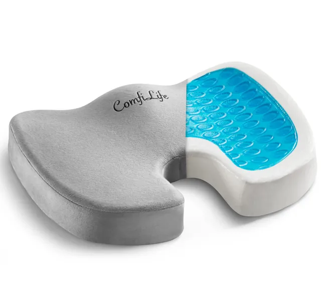 ComfiLife Gel Enhanced Seat Cushion - Non-Slip Orthopedic Gel  Memory Foam Coccyx Cushion for Tailbone Pain - Office Chair Car Seat Cushion - Sciatica  Back Pain Relief