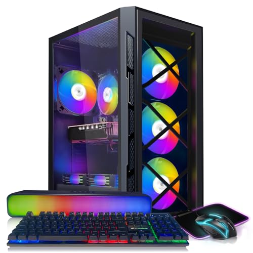 STGAubron Gaming Desktop PC, Intel Core i7 3.4G up to 3.9G, GeForce GTX 1660 Super 6G GDDR6, 16G RAM, 512G SSD, 600M WiFi, BT 5.0, RGB Fan x 6, RGB Keyboard&Mouse&Mouse Pad, RGB BT Sound Bar, W10H64 - GTX 1660 TI 6G