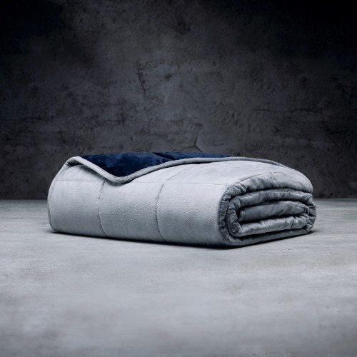 Weighted Blanket - One-Piece / Minky | Navy + Grey / 15 lbs | 54"x72"
