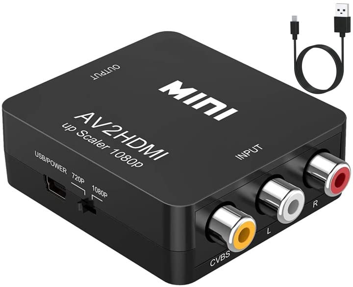 AV to HDMI Converter, 1080P Mini Video Audio Adapter Supporting PAL/NTSC for TV/PC to PS2