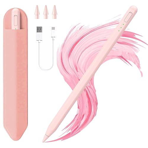 Stylus Pen for iPad10&9thGen,14Mins Faster Charge, with Pencil Holder,Palm Rejection, Tilt Sensitivity, for iPad Air11&13-inch(M2), iPad Pro 11&13-inch (M4),iPad 6-10th,iPad Pro 11/12.9 inch - Pink
