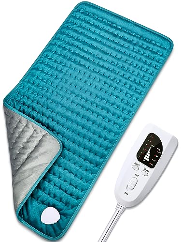 Electric Heating pad for Back/Shoulder/Neck/Knee/Leg Pain Relief, 6 Fast Heating Settings, Auto-Off, Machine Washable, Moist Dry Heat Options, Extra Large 16"x30" - Blue Grey - 16"x30"