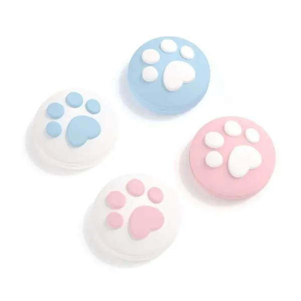 GeekShare 4PCS Silicone Cat Paw JoyCon Thumb Grip Set Joystick Caps Compatible with Switch / OLED / Switch Lite (Pink Blue)