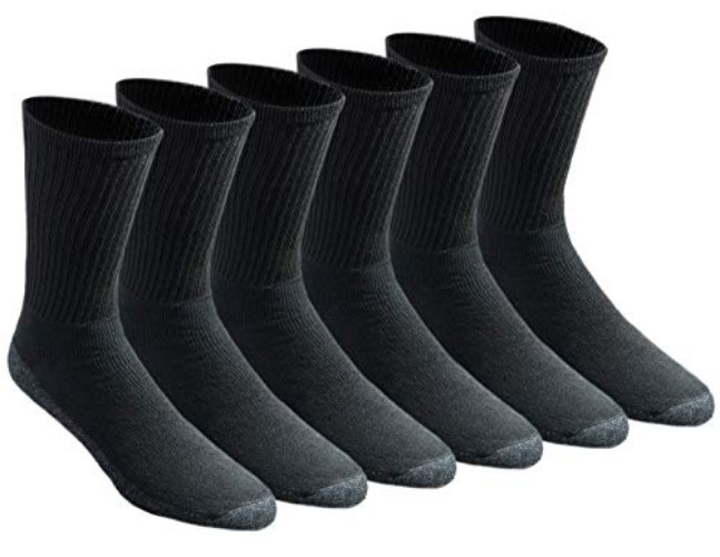 Dickies Men's All-Purpose Work Stain Resister Crew Socks (6/12 Pairs), Black (6 Pairs), Shoe Size: 12-15