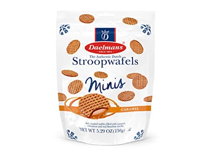 DAELMANS Stroopwafels, Dutch Waffles Soft Toasted, Caramel, Office Snack, Mini Size, Kosher Dairy, Authentic Made In Holland, 1 Pouch, 5.29 oz - Caramel