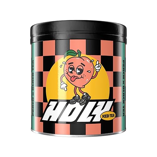 HOLY Iced Tea® Peach x Black Tea | 50 portions - avec antioxydants & superfoods | Iced Tea sans sucre | Vegan avec arômes de fruits 100% naturels - Goût pêche avec du thé noir - 350 g (Lot de 1)